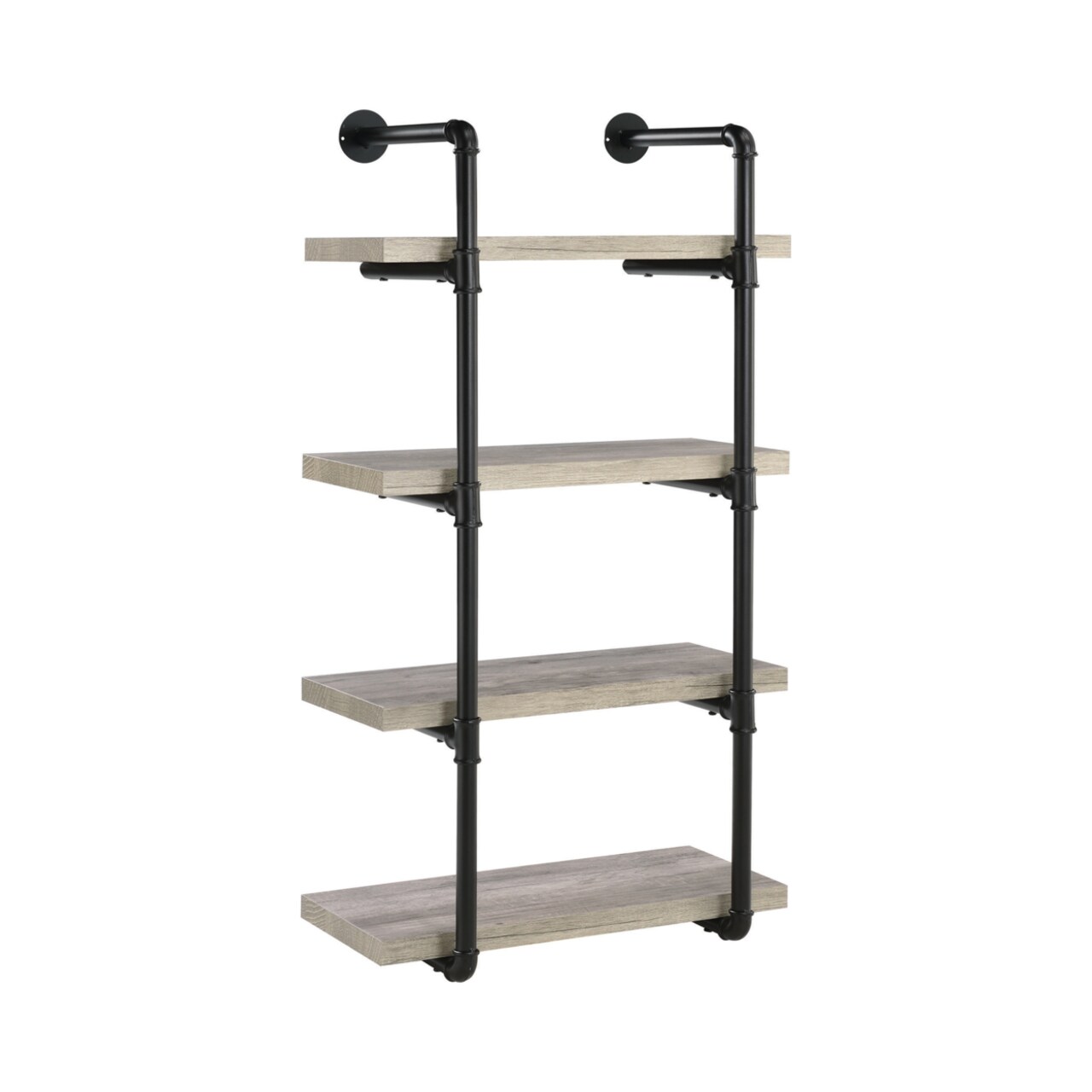 Saltoro Sherpi 24 Inches 4 Tier Wood and Metal Wall Shelf, Gray and Black-